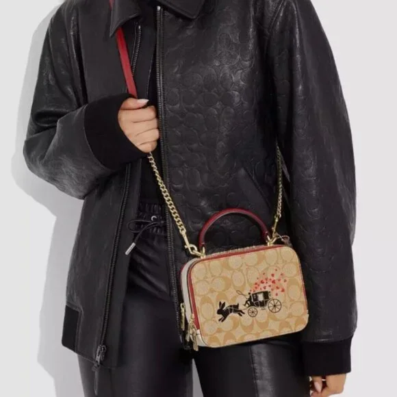 Coach Lunar Year Box Crossbody Signature Canvas Rabbit & Carriage - Picture 2 of 8